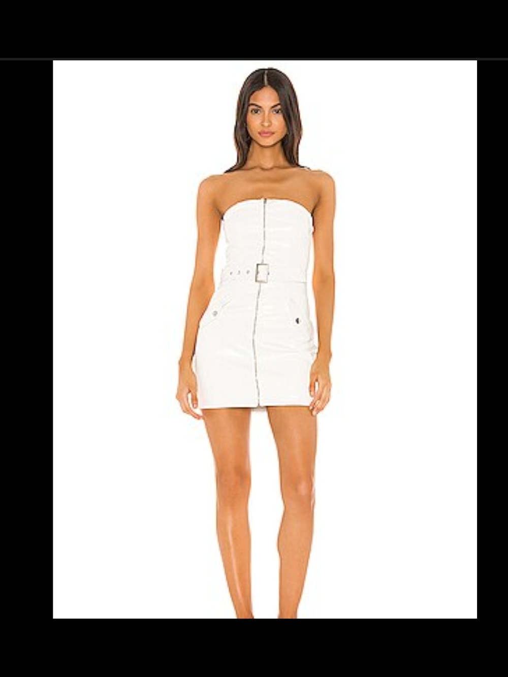 Superdown X REVOLVE White Strapless Mini Dress with Front Zip and Belted Waist